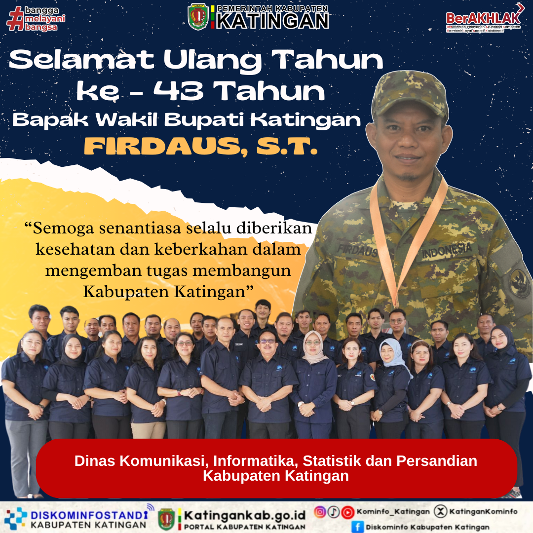 Seluruh ASN Diskominfostandi Kabupaten Katingan Mengucapkan Selamat Ulang Tahun ke - 43 kepada Wakil